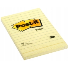 Karteczki samoprzylepne POST-IT® w linię (660), 102x152mm, 1x100 kart., żółte