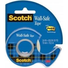 Taśma klejąca SCOTCH® Wall-Safe, bezpieczna dla ścian, na podajniku, 19mm, 16,5m, transparentna