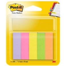 Znaczniki POST-IT® (670/5), papier, 15x50mm, 5x100 kart., mix kolorów neonowy