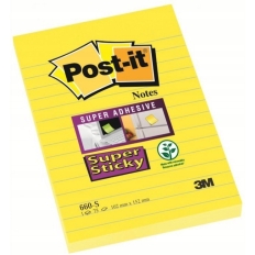 Karteczki samoprzylepne POST-IT® Super Sticky (660-S), 102x152mm, 1x75 kart., żółte