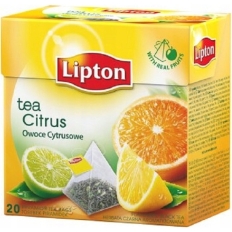 Herbata LIPTON, piramidki, 20 torebek, owoce cytrusowe