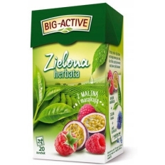 Herbata BIG ACTIVE, zielona z maliną i marakują, 20 torebek