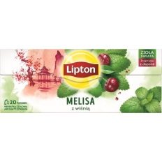 Herbata LIPTON, 20 torebek, ziołowa z melisą i wiśnią