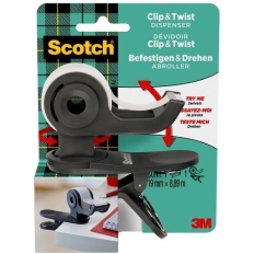 Podajnik do taśmy Scotch® C19 Clip&Twist + taśma SCOTCH® MAGIC 19mm, 8,89m, zielony