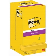 Karteczki samoprzylepne POST-IT® Super Sticky (654-S), 76x76mm, 12x90 kart., żółte