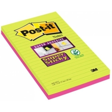 Karteczki samoprzylepne POST-IT® Super Sticky, 127x203mm, 4x45 kart., w linie, mix kolorów