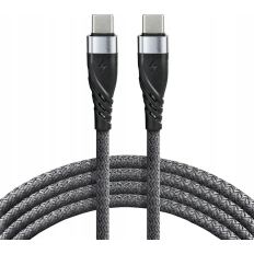 Kabel USB-C -> USB-C 1m 3A 60W pleciony szary EVERACTIVE (CBB-1PDG)