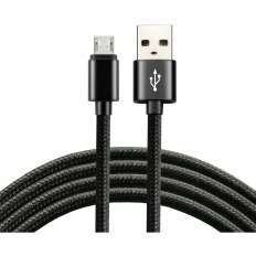 Kabel USB-A -> microUSB 0,3m 2,4A pleciony czarny EVERACTIVE (CBB-0.3MB)