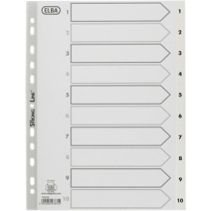 Przekładki numeryczne A4 1-10 białe PP 100204765 OXFORD