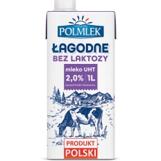 Mleko POLMLEK UHT ŁAGODNE bez laktozy 2% 1L