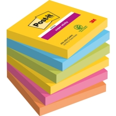 Bloczek samoprzylepny 76x76mm 90k mix kolorów (6szt) CARNIVAL POST-IT Super Sticky 3M