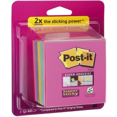 Kostka samoprzylepna POST-IT® Super Sticky (2028-SS-RBWC), 76x76mm, 1x440 kart., mix kolorów