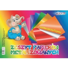 Zeszyt papierów metalizowanych samoprzylepnych 17x25cm 8 kolorów ZPMS-6387 ALIGA