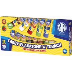 Farby plakatowe 12kolorów tuba 30ml 83110901 ASTRA