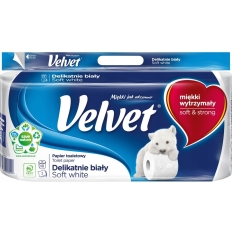 Papier toaletowy delikatnie biały(8szt.) 3 warstwy VELVET