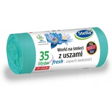 Worki na śmieci z uszami wytrzymałe 35L 24szt. zielone (LDPE) świeży zapach WNS-3881V1 STELLA