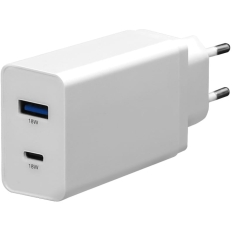 Ładowarka sieciowa 230V PLATINET 1xUSB-A + 1xUSB-C 5V/3A 9V/2A 12V/1,5A (45480)