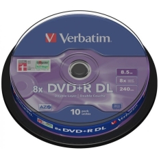 Płyta DVD+R 8,5GB VERBATIM DL cake (10szt) DoubleLayer 8x MattSil 43666